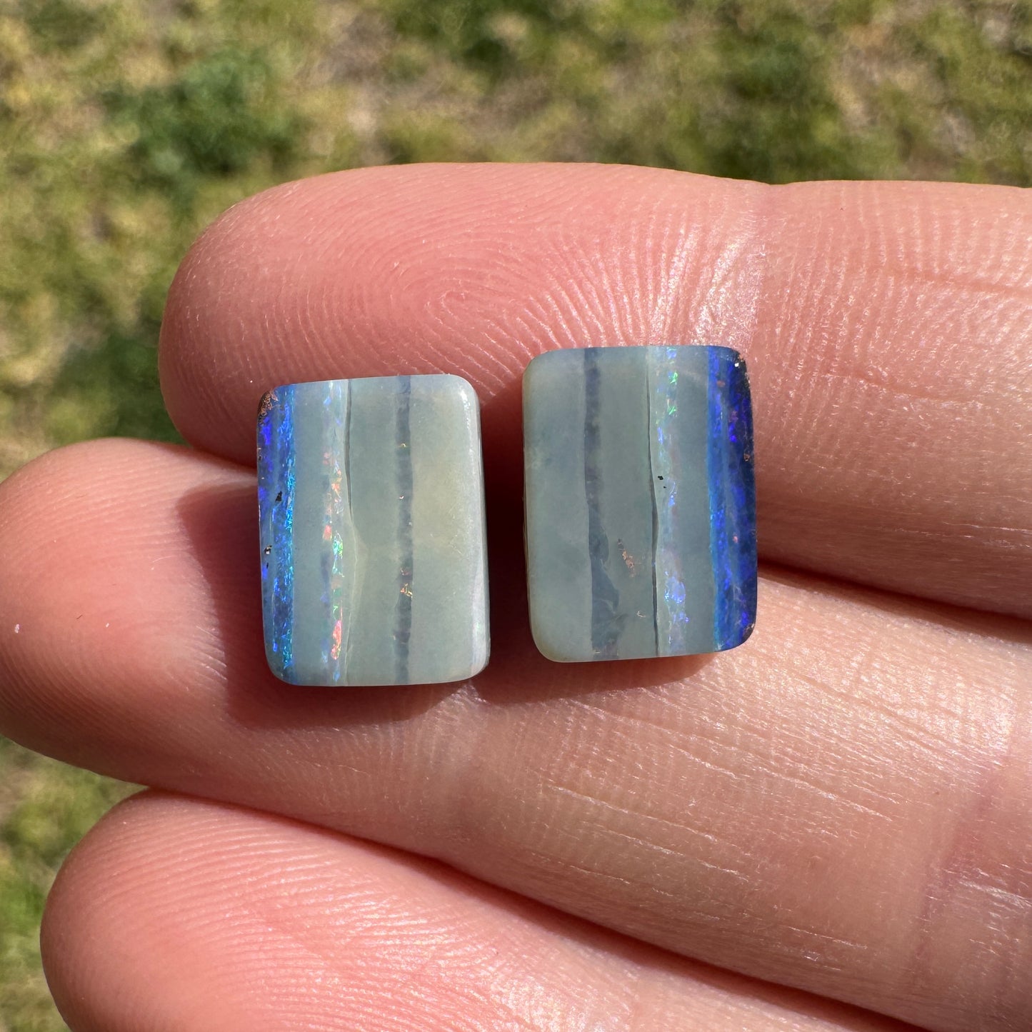 4.55 Ct rectangle boulder opal pair