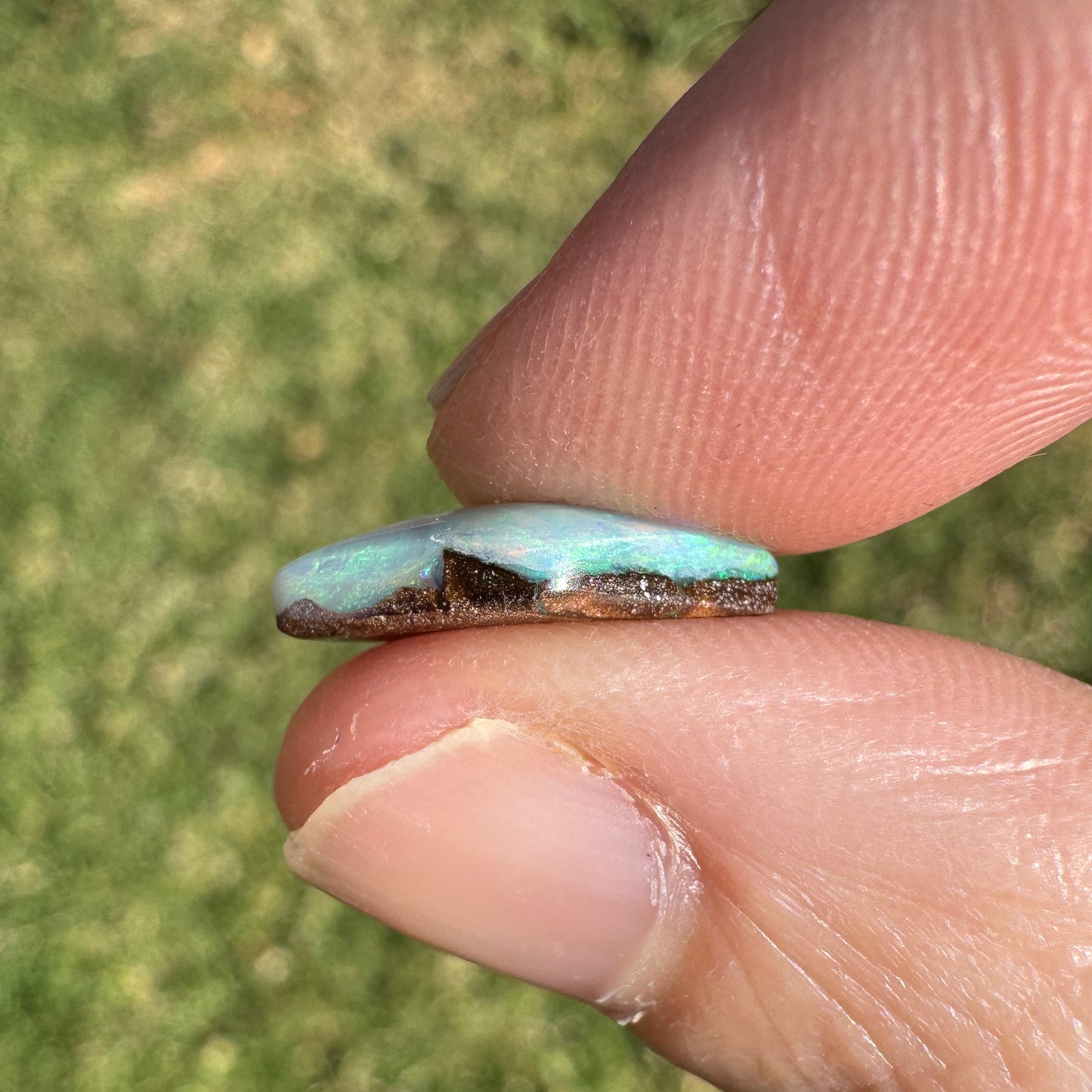 2.57 Ct small sea green boulder opal