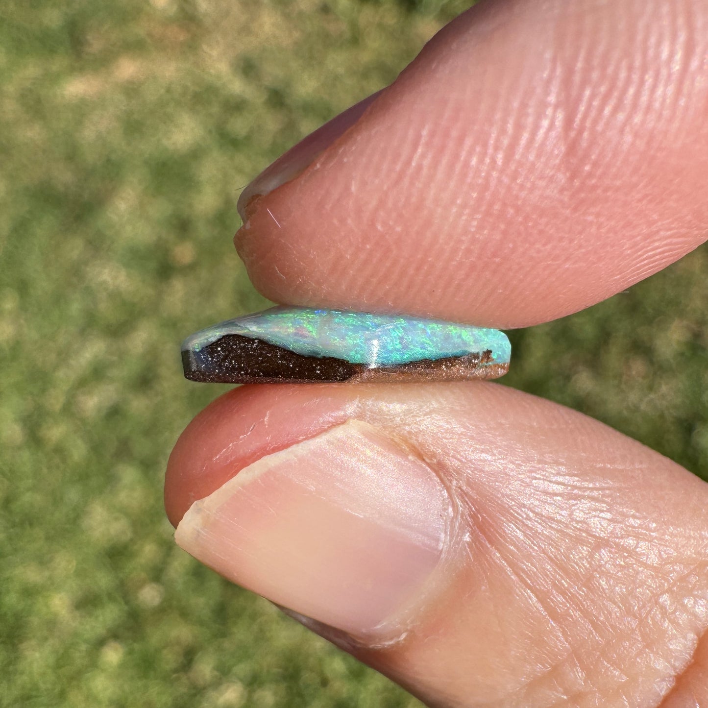 2.57 Ct small sea green boulder opal