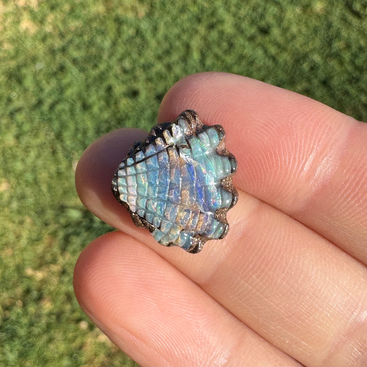 8.25 Ct small fan shell boulder opal carving
