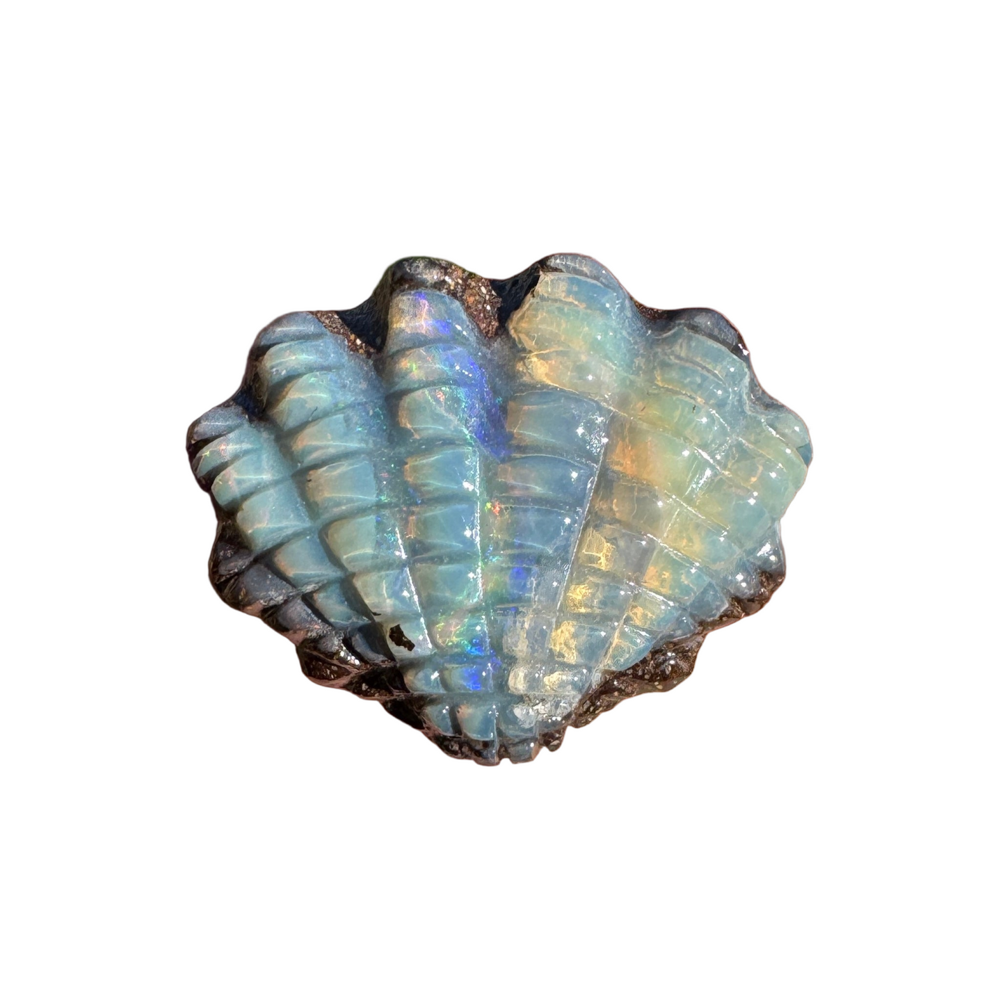 8.03 Ct fan shell boulder opal carving