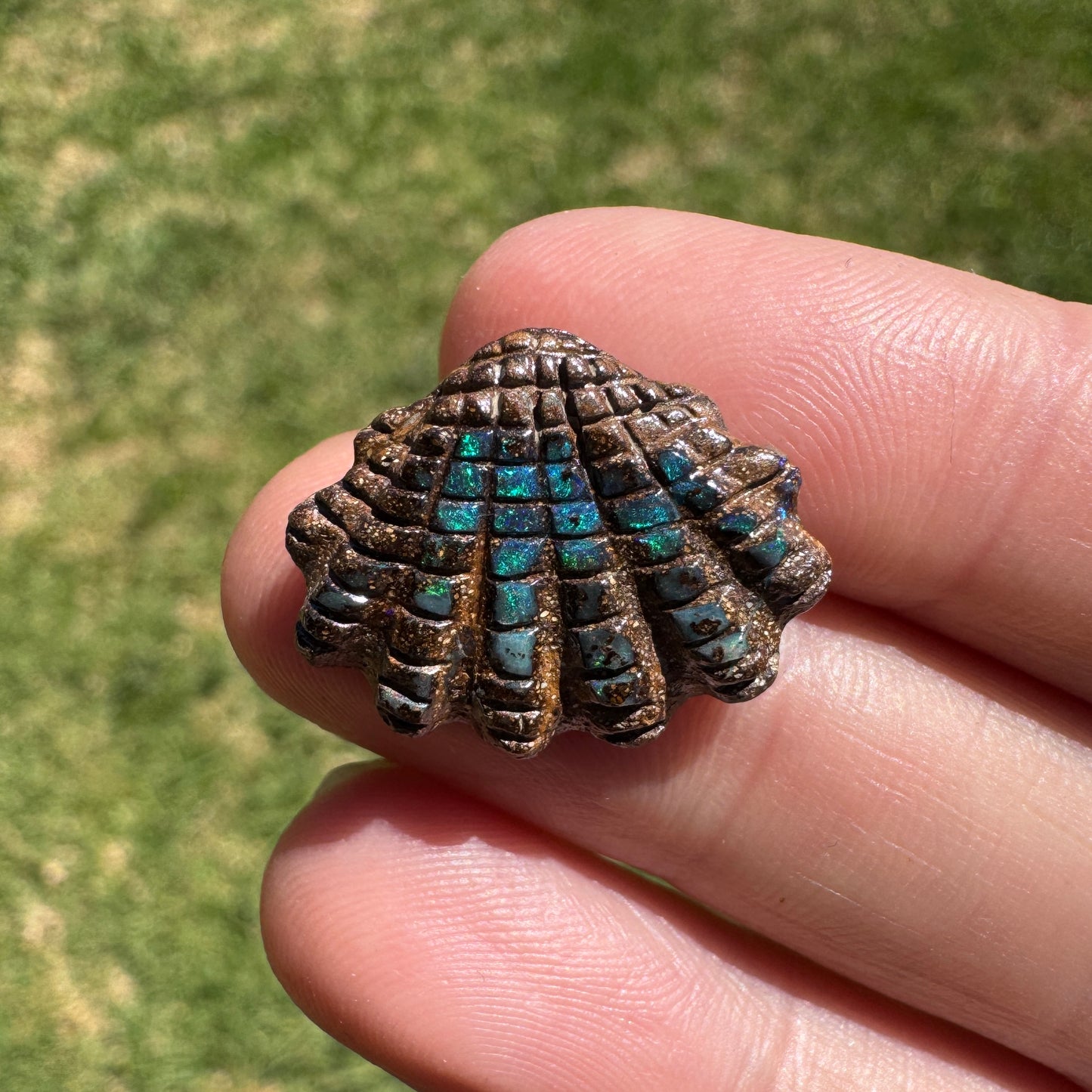 9.80 Ct fan shell boulder opal carving