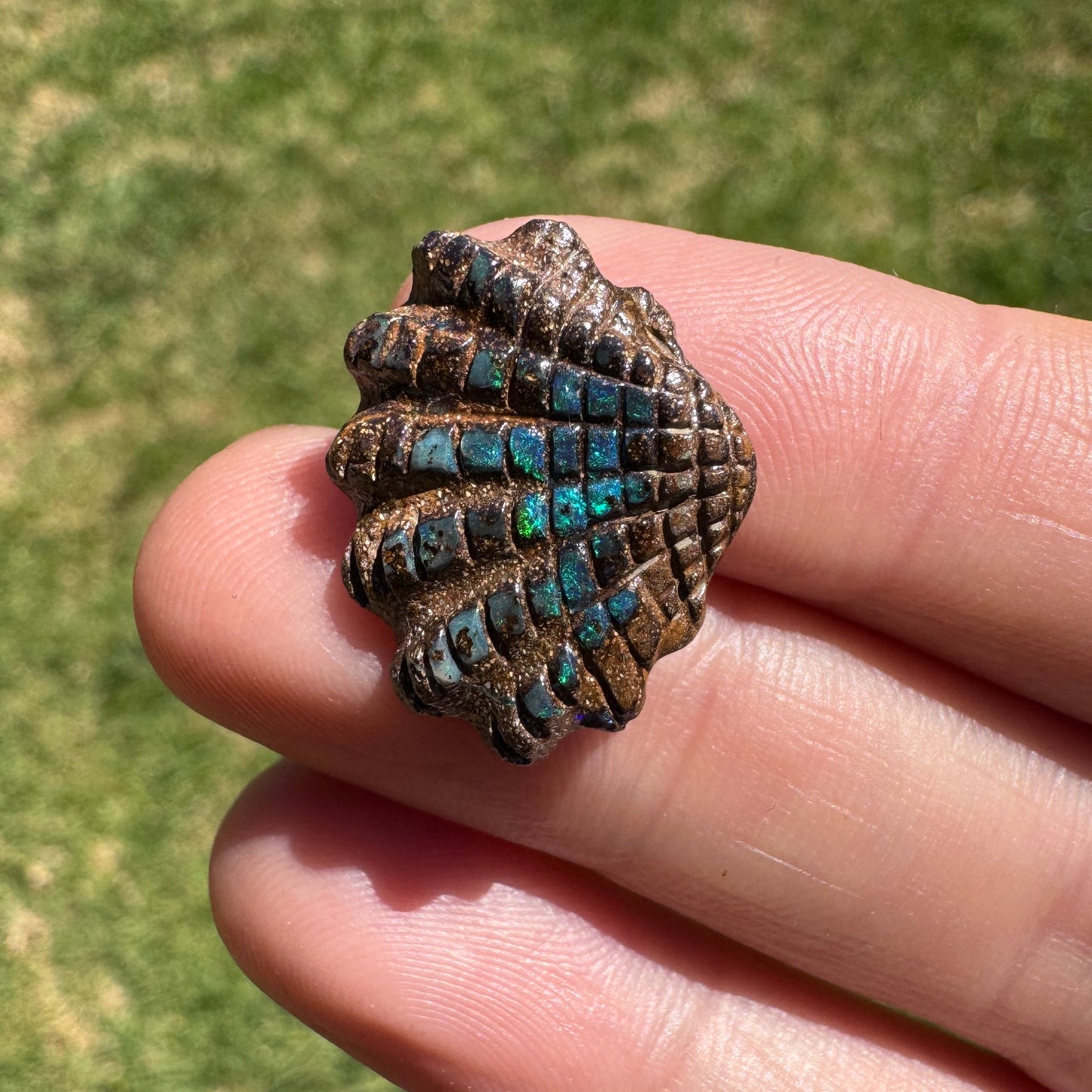 9.80 Ct fan shell boulder opal carving