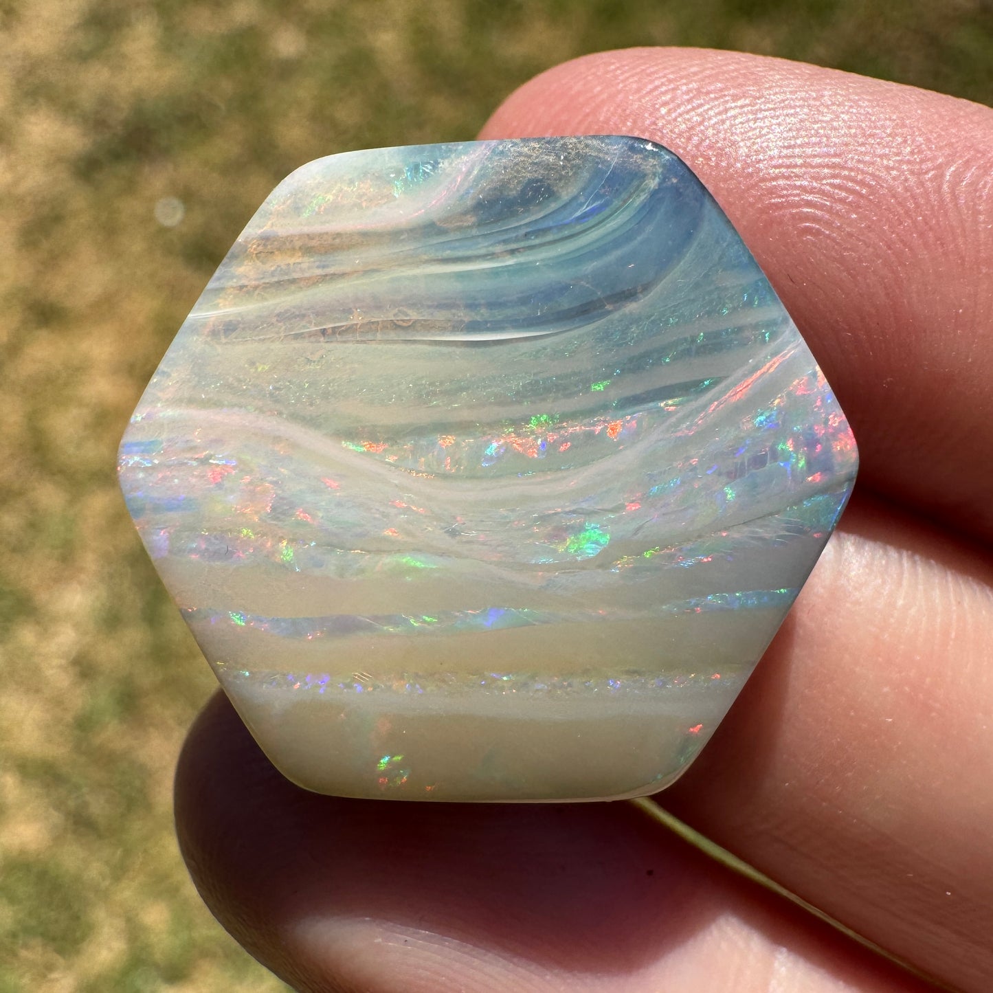 22.08 Ct large hexagon boulder opal